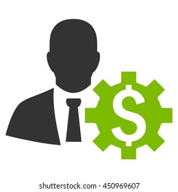 Banker Options vector icon. Style is bicolor flat symbol, eco green and gray colors, white background.