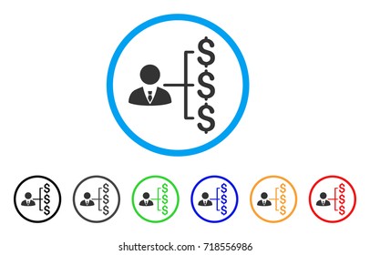 Banker Payments rounded icon. Style is a flat banker payments grey symbol inside light blue circle with black, gray, green, blue, red, orange variants. Vector designed for web and software interfaces.
