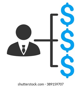Banker Payments vector icon. Style is bicolor flat symbol, blue and gray colors, white background.