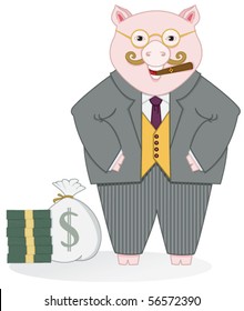 Banker Pig - Click on my portfolio for more images in this series