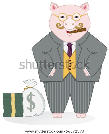 Banker Pig - Click on my portfolio for more images in this series