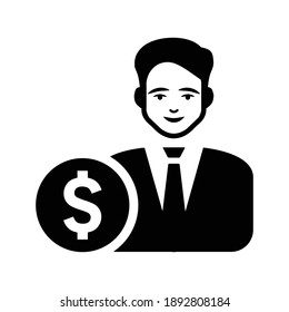Banker, rich man icon. Black color vector design