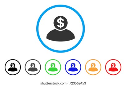 Banker rounded icon. Style is a flat banker gray symbol inside light blue circle with black, gray, green, blue, red, orange versions. Vector designed for web and software interfaces.