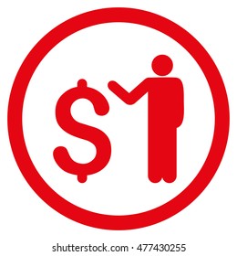 Banker rounded icon. Vector illustration style is flat iconic symbol, red color, white background.