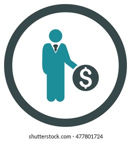Banker rounded icon. Vector illustration style is flat iconic bicolor symbol, soft blue colors, white background.