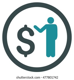 Banker rounded icon. Vector illustration style is flat iconic bicolor symbol, soft blue colors, white background.