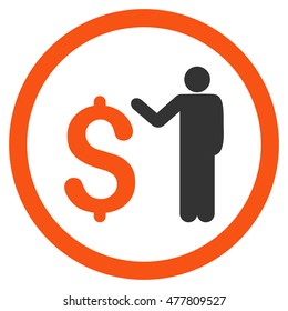 Banker rounded icon. Vector illustration style is flat iconic bicolor symbol, orange and gray colors, white background.