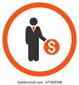 Banker rounded icon. Vector illustration style is flat iconic bicolor symbol, orange and gray colors, white background.