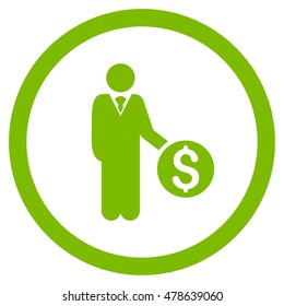 Banker rounded icon. Vector illustration style is flat iconic symbol, eco green color, white background.