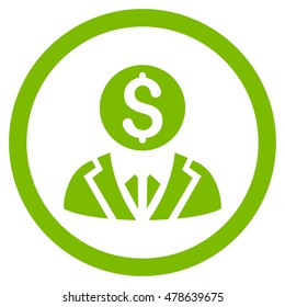 Banker rounded icon. Vector illustration style is flat iconic symbol, eco green color, white background.