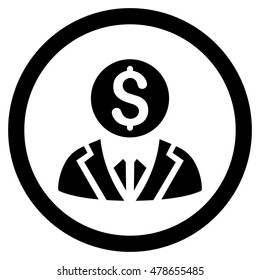 Banker rounded icon. Vector illustration style is flat iconic symbol, black color, white background.
