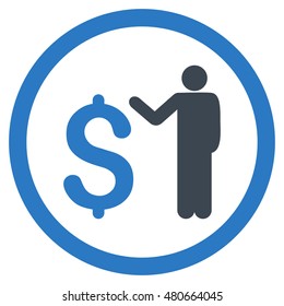 Banker rounded icon. Vector illustration style is flat iconic bicolor symbol, smooth blue colors, white background.