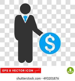 Banker vector icon. Image style is a flat blue and gray iconic symbol.