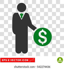Banker vector icon. Image style is a flat green and gray iconic symbol.