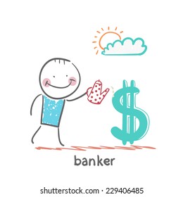banker watering Dollar