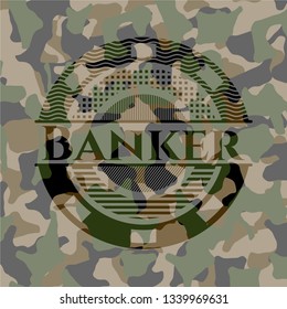 Banker written on a camouflage texture