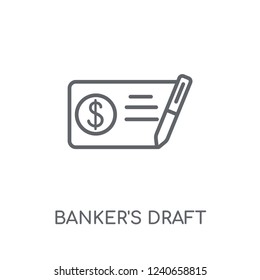 Banker's draft linear icon. Modern outline Banker's draft logo concept on white background from business collection. Suitable for use on web apps, mobile apps and print media.