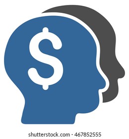 Bankers icon. Vector style is bicolor flat iconic symbol with rounded angles, cobalt and gray colors, white background.
