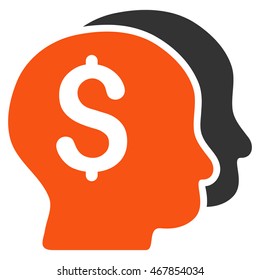 Bankers icon. Vector style is bicolor flat iconic symbol with rounded angles, orange and gray colors, white background.