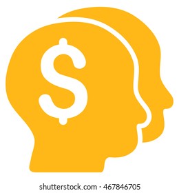 Bankers icon. Vector style is flat iconic symbol with rounded angles, yellow color, white background.