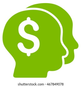 Bankers icon. Vector style is flat iconic symbol with rounded angles, eco green color, white background.