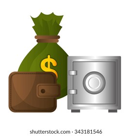 Bank,global economy and money savings graphic, vector illustration design