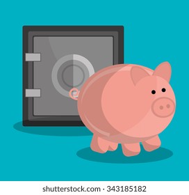 Bank,global economy and money savings graphic, vector illustration design