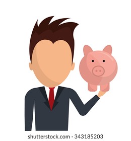 Bank,global economy and money savings graphic, vector illustration design