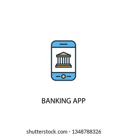 banking app concept 2 colored line icon. Simple yellow and blue element illustration. banking app concept outline symbol design