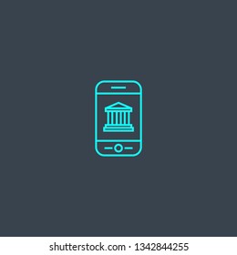 banking app concept blue line icon. Simple thin element on dark background. banking app concept outline symbol design. Can be used for web and mobile UI/UX