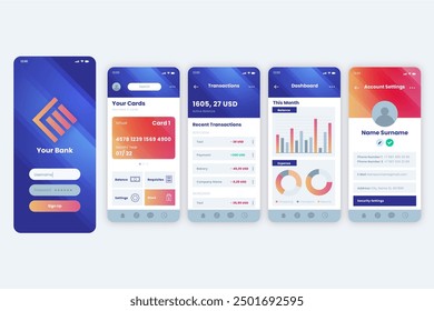 Banking App Interface, Vektordesign in eps 10