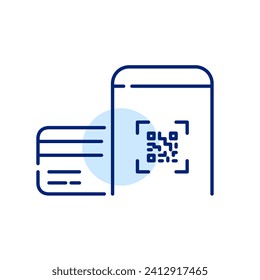 Banking app for smartphone. QR payment with credit card. Pixel perfect, editable stroke