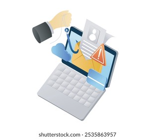 Banking ATM email scam alert of isometric style