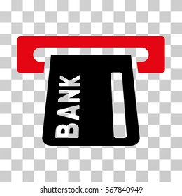 Banking ATM icon. Vector illustration style is flat iconic bicolor symbol, intensive red and black colors, transparent background. Designed for web and software interfaces.