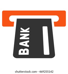 Banking ATM icon. Vector style is bicolor flat iconic symbol with rounded angles, orange and gray colors, white background.
