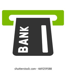 Banking ATM icon. Vector style is bicolor flat iconic symbol with rounded angles, eco green and gray colors, white background.