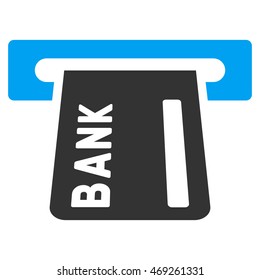Banking ATM icon. Vector style is bicolor flat iconic symbol with rounded angles, blue and gray colors, white background.