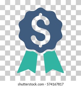 Banking Award icon. Vector illustration style is flat iconic bicolor symbol, cobalt and cyan colors, transparent background. Designed for web and software interfaces.