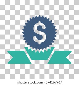 Banking Award icon. Vector illustration style is flat iconic bicolor symbol, cobalt and cyan colors, transparent background. Designed for web and software interfaces.