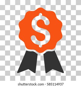 Banking Award icon. Vector illustration style is flat iconic bicolor symbol, orange and gray colors, transparent background. Designed for web and software interfaces.