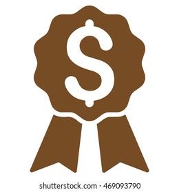 Banking Award icon. Vector style is flat iconic symbol with rounded angles, brown color, white background.