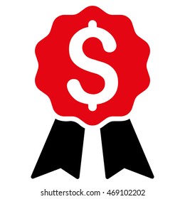 Banking Award icon. Vector style is bicolor flat iconic symbol with rounded angles, intensive red and black colors, white background.