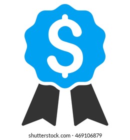 Banking Award icon. Vector style is bicolor flat iconic symbol with rounded angles, blue and gray colors, white background.