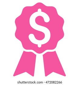 Banking Award icon. Vector style is flat iconic symbol with rounded angles, pink color, white background.