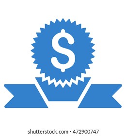 Banking Award icon. Vector style is flat iconic symbol with rounded angles, cobalt color, white background.