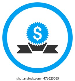 Banking Award rounded icon. Vector illustration style is flat iconic bicolor symbol, blue and gray colors, white background.