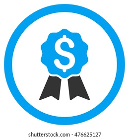 Banking Award rounded icon. Vector illustration style is flat iconic bicolor symbol, blue and gray colors, white background.