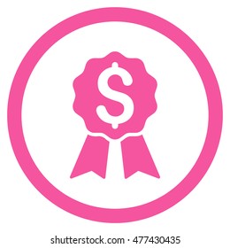 Banking Award rounded icon. Vector illustration style is flat iconic symbol, pink color, white background.