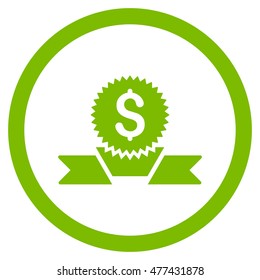 Banking Award rounded icon. Vector illustration style is flat iconic symbol, eco green color, white background.