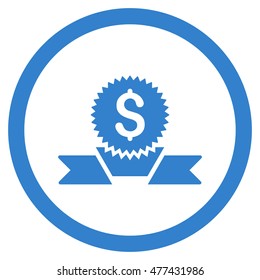 Banking Award rounded icon. Vector illustration style is flat iconic symbol, cobalt color, white background.